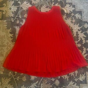 NWOT Loft Vibrant Red Sleeveless pleated top